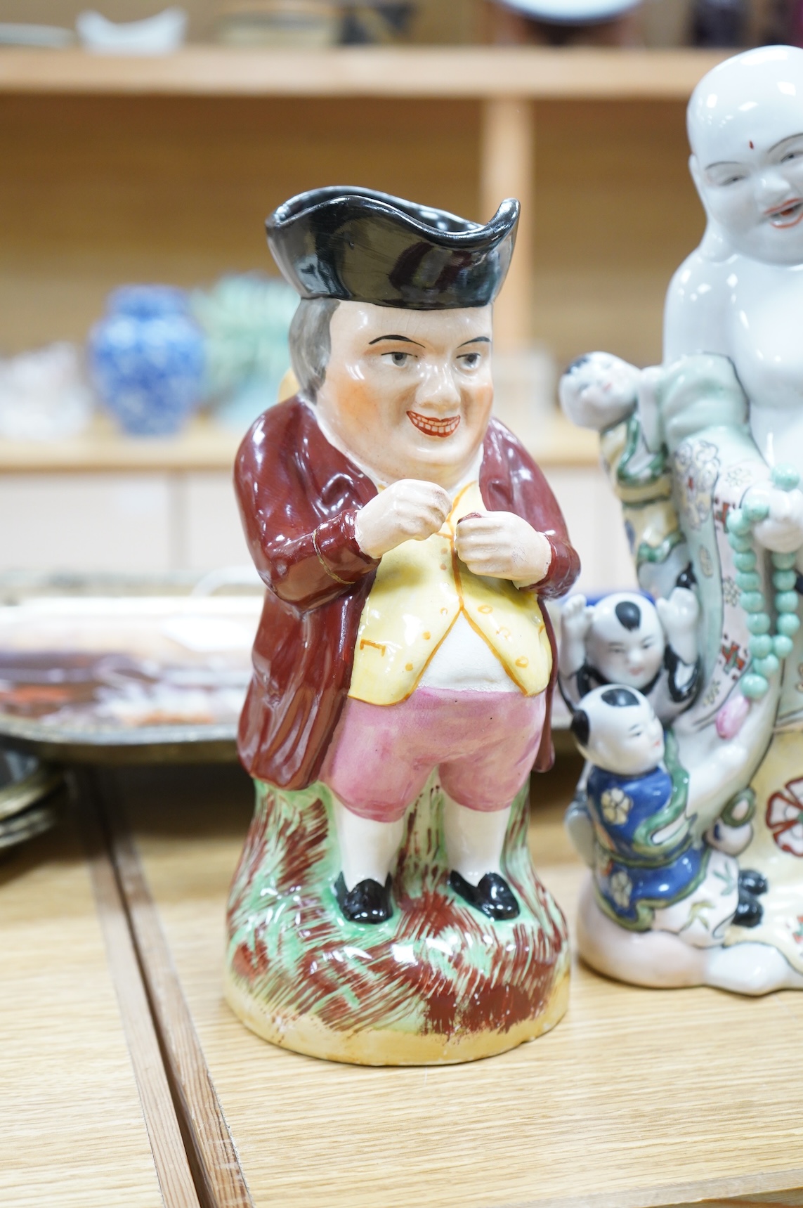 A large collection of various ceramics to include a Ridgways Homemaker plate, Japanese tea set and stoneware jugs